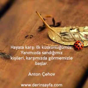 Hayata karşı ilk küskünlüğümüz; Yanımızda sandığımız
kişileri, karşımızda görmemizle başlar.
– Anton Çehov