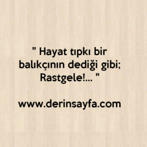 " Hayat tıpkı bir balıkçının dediği gibi; Rastgele!… "