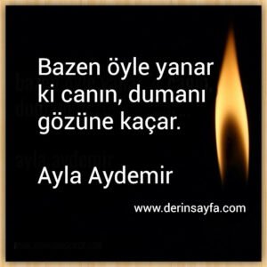 Bazen öyle yanar ki canın, dumanı 
gözüne kaçar. Ayla Aydemir