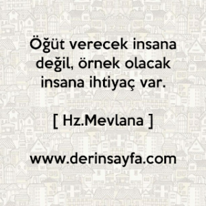 Öğüt verecek insana değil, örnek olacak insana ihtiyaç var.[ Hz.Mevlana ]