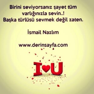 Birini seviyorsanız şayet tüm varlığınızla sevin..!
Başka türlüsü sevmek değil zaten.