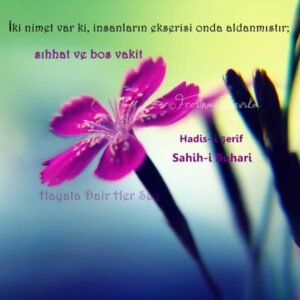 İki nimet var ki, insanların ekserisi onda aldanmıştır; sıhhat ve boş vakit.  Hadis-i Şerif Sahih