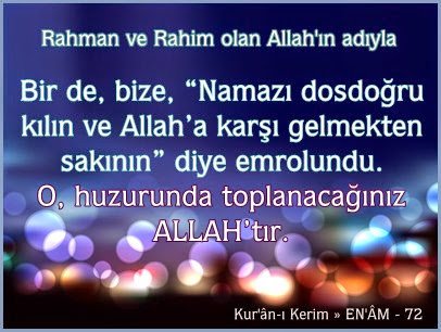 Bir de, bize, “Namazı dosdoğru kılın ve Allah’a karşı gelmekten sakının” diye emrolundu