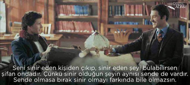 " Seni sinir eden kişiden çıkıp, sinir eden şeyi bulabilirsen şifan ondadır." Yedi Güzel Adam