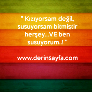 " Kızıyorsam değil, susuyorsam bitmiştir herşey…VE ben susuyorum..! "
