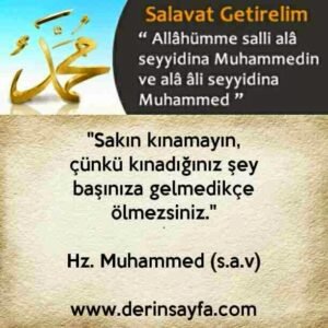 "Sakın kınamayın,çünkü kınadığınız şey başınıza gelmedikçe ölmezsiniz."