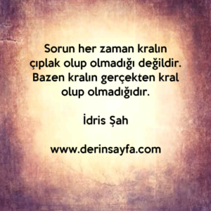 Sorun her zaman kralın çıplak olup olmadığı değildir.
Bazen kralın gerçekten kral olup olmadığıdır.
İdris Şah