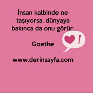İnsan kalbinde ne taşıyorsa, dünyaya bakınca da onu görür.
– Goethe