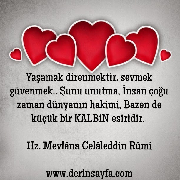 Yaşamak direnmektir, sevmek güvenmek.. Şunu unutma, İnsan çoğu zaman dünyanın hakimi