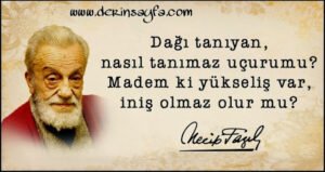 Dağı tanıyan nasıl tanımaz uçurumu mademki yükseliş var iniş olmaz olur mu