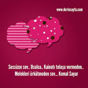 Sessizce sev.. Usulca.. Kainatı telaşa vermeden.. Melekleri ürkütmeden sev… Kemal Sayar