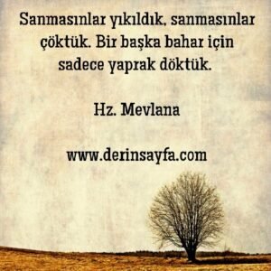 Sanmasınlar yıkıldık, sanmasınlar çöktük. Bir başka bahar için sadece yaprak döktük.  – Hz. Mevlana