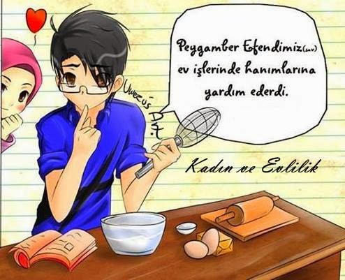 Evli ve evlenmeyi düşünenlere not :
Peygamberimiz ev işlerinde
hanımlarına yardım ederdi (: