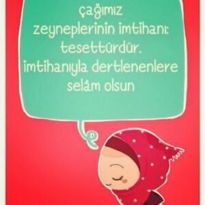 Çağımız Zeyneplerinin imtihanı :
tesettürdür. İmtihanıyla
dertlenenlere selâm olsun.