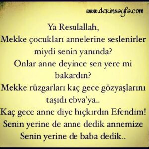 Ya rasulallah
Mekke çocukları annelerine seslenirler miydi senin yanında.. Dursun Ali Erzincanlı