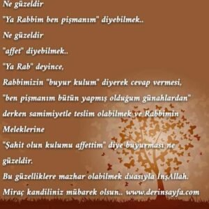 Ne güzeldir 
"Ya Rabbim ben pişmanım" diyebilmek.. 
Ne güzeldir 
"affet" diyebilmek.. 