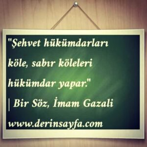 ”Şehvet hükümdarları köle, sabır köleleri hükümdar yapar.”