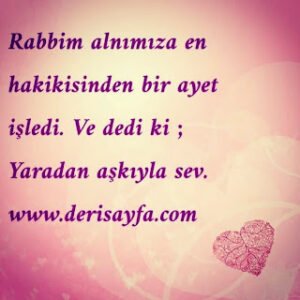 Rabbim alnımıza en hakikisinden bir ayet işledi. Ve dedi ki ; Yaradan aşkıyla sev.