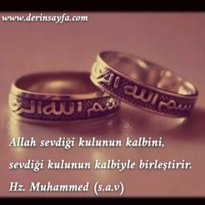 Allah sevdiği kulunun kalbini, sevdiği kulunun kalbiyle birleştirir.  Hz. Muhammed (s.a.v)