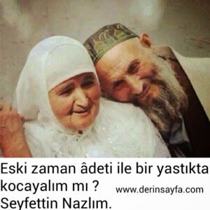 Eski zaman âdeti ile bir yastıkta kocayalım mı ?

l Seyfettin Nazlım.