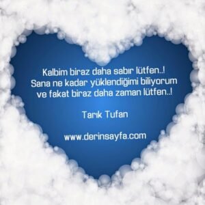 Kalbim biraz daha sabır lütfen..!
Sana ne kadar yüklendiğimi biliyorum..
Tarık Tufan
