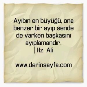 Ayıbın en büyüğü, ona benzer bir ayıp sende de varken başkasını ayıplamandır.