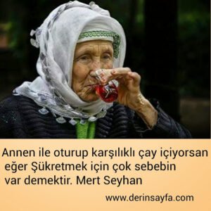 Annen ile oturup karşılıklı çay içiyorsan eğer
Şükretmek için çok sebebin var demektir.
Mert Seyhan