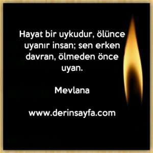 Hayat bir uykudur, ölünce uyanır insan; sen erken davran, ölmeden önce uyan. – Mevlana