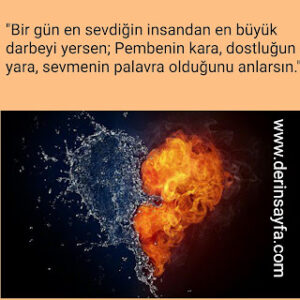 “Bir gün en sevdiğin insandan en büyük darbeyi yersen; Pembenin kara, dostluğun yara, sevmenin palavra olduğunu anlarsın.”