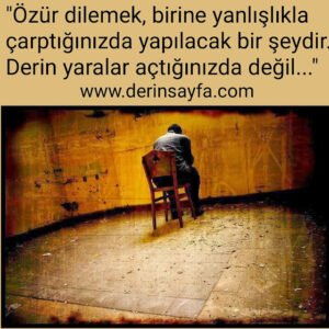 “Özür dilemek, birine yanlışlıkla çarptığınızda yapılacak bir şeydir. Derin yaralar açtığınızda değil…”