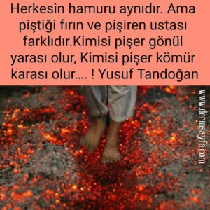 Herkesin hamuru aynıdır.
Ama piştiği fırın ve pişiren ustası farklıdır. Tandoğan