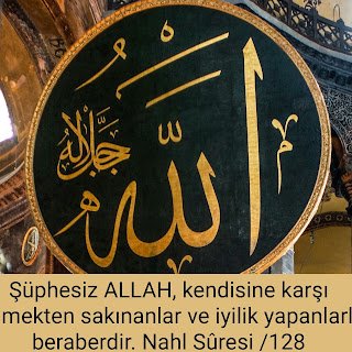 Şüphesiz ALLAH, kendisine karşı gelmekten sakınanlar ve iyilik yapanlarla beraberdir. Nahl Sûresi
