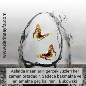 Aslında insanların gerçek yüzleri her zaman ortadadır. Sadece bakmakta ve anlamakta geç kalırsın. Bukowski