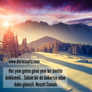 Her yeni gelen günü yeni bir ümitle beklemeli…
Sabah bir de bakarsın odan daha güneşli.

Necati Cumalı