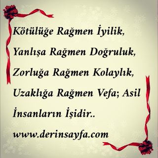 Kötülüğe Rağmen İyilik, Yanlışa Rağmen Doğruluk, Zorluğa Rağmen Kolaylık, Uzaklığa Rağmen Vefa; Asil İnsanların İşidir…