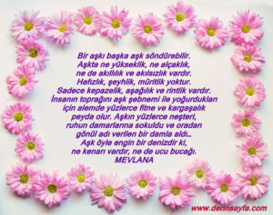 Aşk öyle engin bir denizdir ki, ne kenarı vardır, ne de ucu bucağı. MEVLANA