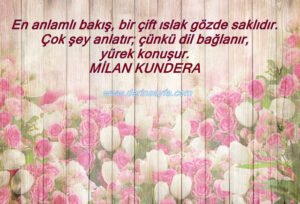 En anlamlı bakış, bir çift ıslak gözde saklıdır. Çok şey anlatır; çünkü dil bağlanır, yürek konuşur. Milan Kundera