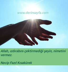 Allah, ızdırabını çektirmediği şeyin, nimetini vermez.  – Necip Fazıl Kısakürek