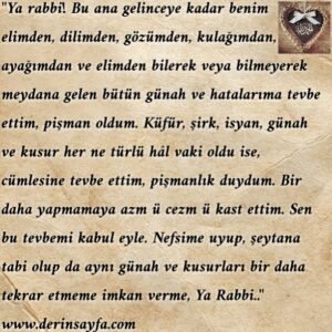 Günahlarımızdan arınmak için tövbe duası..