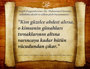 Kim güzelce abdest alırsa, o kimsenin günahları tırnaklarının altına varıncaya kadar bütün vücudundan çıkar