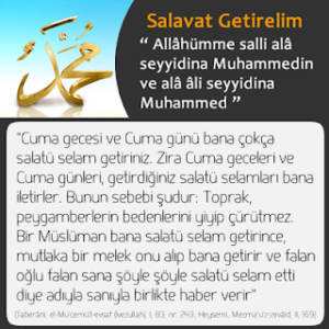 Cuma gecesi ve Cuma günü bana çokça salatü selam getiriniz