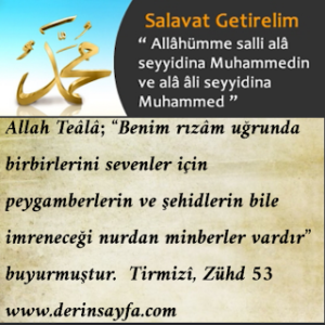 Allah Teâlâ; “Benim rızâm uğrunda birbirlerini sevenler için peygamberlerin ve şehidlerin bile imreneceği nurdan minberler vardır