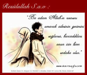 Bir adam Allah’ın rızasını umarak ailesinin geçimini sağlarsa, harcadıkları onun için birer sadaka olur