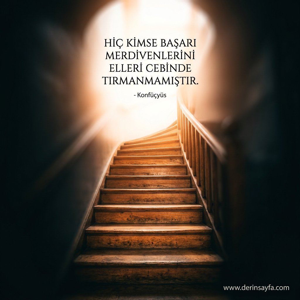 Hiç kimse başarı merdivenlerini elleri cebinde tırmanmamıştır