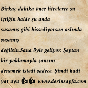 Birkaç dakika önce litrelerce su içtiğin halde şu anda
susamış gibi hissediyorsan.. Fatih Yağcı