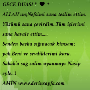 Gece yatmadan önce okunacak Dua