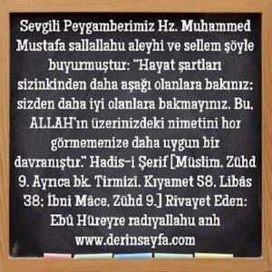 Hayat şartları sizinkinden daha aşağı olanlara bakınız