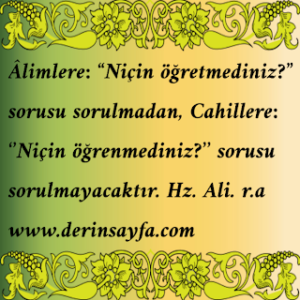 Âlimlere: “Niçin öğretmediniz?” sorusu sorulmadan, Cahillere: ‘’Niçin öğrenmediniz?’’ sorusu sorulmayacaktır