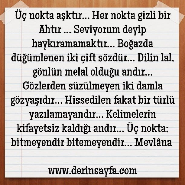 Üç nokta aşktır… Her nokta gizli bir Ahtır …