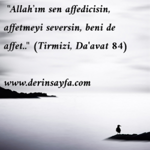“Allah’ım sen affedicisin, affetmeyi seversin, beni de affet..”   (Tirmizi, Da’avat 84)